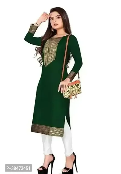 Reliable Green Cotton Slub Lace Border Kurta For Women-thumb0