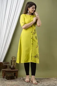 Stylish Floral Print Green  Cotton Kurta-thumb2