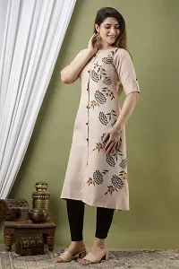 Stylish Floral Print Brown  Cotton Kurta-thumb2