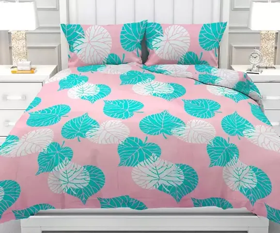 Printed Glace Cotton Double Bedsheet with 2 Pillow Cover