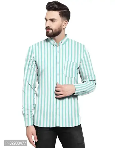 Reliable Blue Cotton Striped Short Sleeves Casual Shirts For Men-thumb0