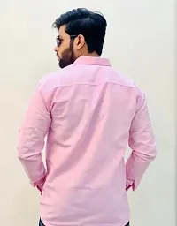 Reliable Pink Cotton Blend Solid Long Sleeves Casual Shirts For Men-thumb1