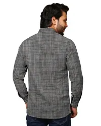 Reliable Grey Khadi Solid Short Length Kurta For Men-thumb1