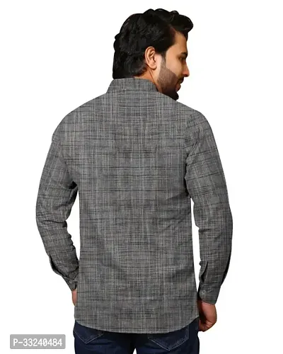 Reliable Grey Khadi Solid Short Length Kurta For Men-thumb2