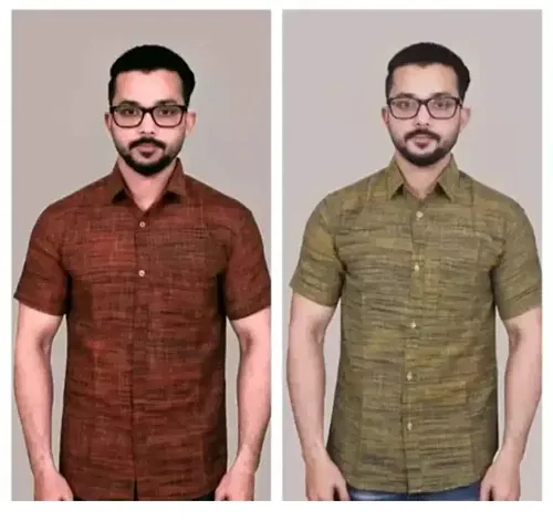 Stylish Khadi Casual Shirts For Men Pack Of 2