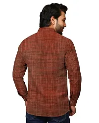 Reliable Brown Khadi Solid Short Length Kurta For Men-thumb1