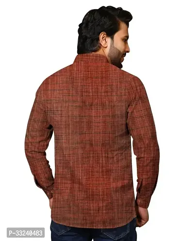 Reliable Brown Khadi Solid Short Length Kurta For Men-thumb2