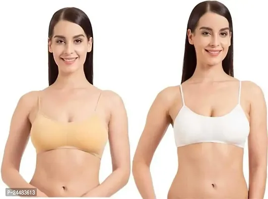 LILOMAA Women's Full Coverage Lightly Padded Bra (Beige, White) (36) (LILOMAA-071(M)-P2-Skin_White-Free)-thumb0