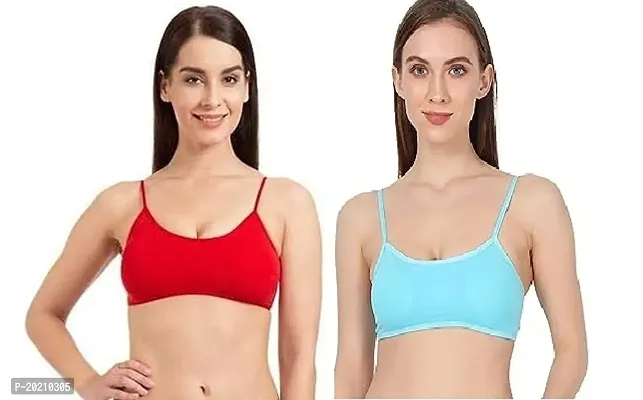 Stylish Fancy Cotton Blend Lightly Padded Solid Bras For Women Pack Of 2