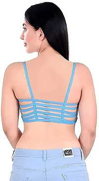 LILOMAA Women's T-Shirt Lightly Padded Bra (Light Blue, Orange) (36) 071(M)-P2-R Blue_Orange-Free-thumb1