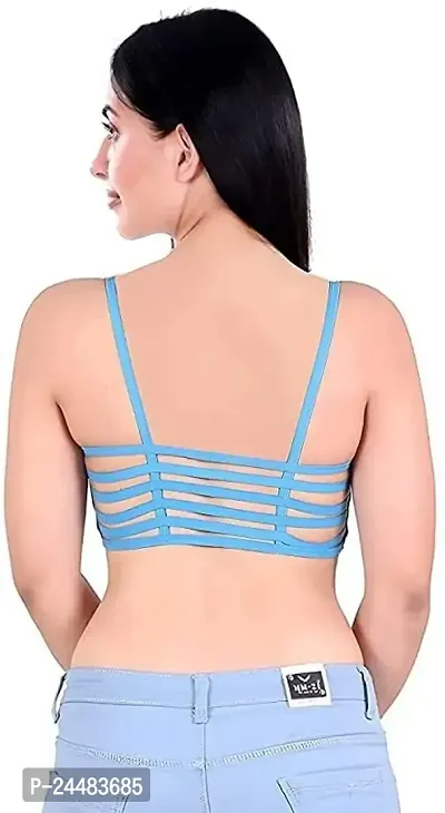 LILOMAA Women's T-Shirt Lightly Padded Bra (Light Blue, Orange) (36) 071(M)-P2-R Blue_Orange-Free-thumb2