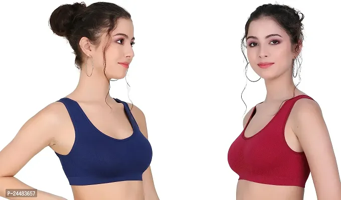 LILOMAA Women's Everyday Non Padded Bra (Blue, Red) (36) Air Bra Navy mehroon