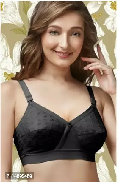 Stylish Cotton Blend Solid Bra For Women