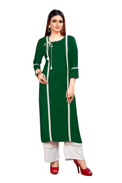 shifa fashion Women Self Design Rayon Blend Stylish Long Kurta (Small, Bottle Green)