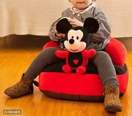 Mickey Mouse Shaped Baby Supporting Seat, Cute, Huggable Soft Plush Cushion, Baby Sofa, Chair for Kids - Red, Black-thumb0