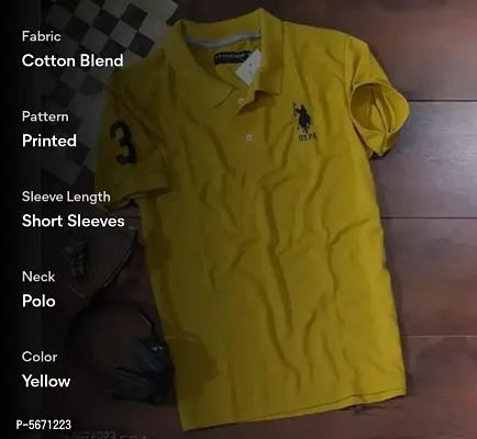 Yellow Polycotton Polos For Men-thumb3