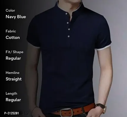 Blue Cotton Tshirt For Men-thumb2