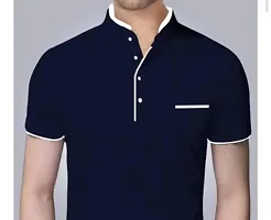Mandarin Collar Button T-Shirt For Men-thumb3