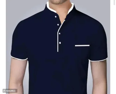Mandarin Collar Button T-Shirt For Men-thumb4