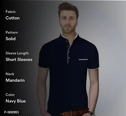 Mandarin Collar Button T-Shirt For Men-thumb3