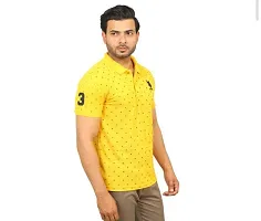 Yellow Cotton Blend Polos For Men-thumb2