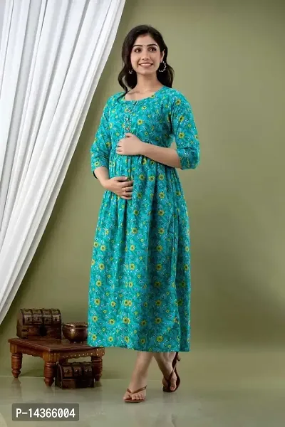 Women's Cotton Floral Printed Anarkali Maternity Feeding Kurti-thumb5