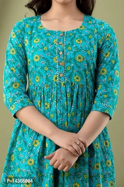 Women's Cotton Floral Printed Anarkali Maternity Feeding Kurti-thumb3