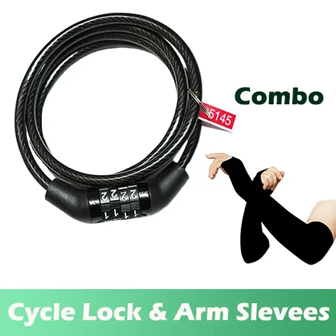 4 Digit Number Combination Lock for Helmet  Cycle 4 Round With 1 Pair Arm Sleeves for Sun Protection in Summer