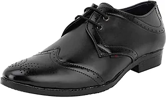 Voila PU Leather Derby Oxford Style Lace up Formal Shoes for Mennbsp;Black-thumb4