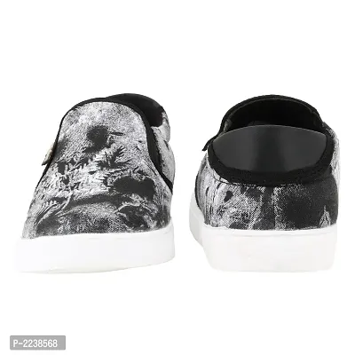 Black Printed Canvas Men Shoes-thumb4