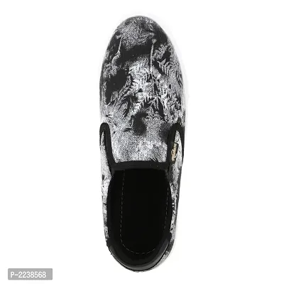 Black Printed Canvas Men Shoes-thumb5