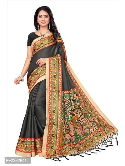 New Trendy Art Silk Printed Saree with Blouse piece-thumb0