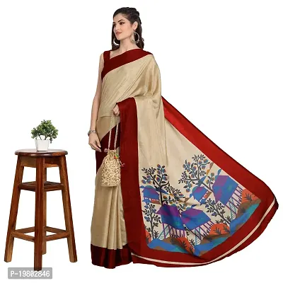 Voila Women Printed Mysore Silk Saree Maroon-thumb5