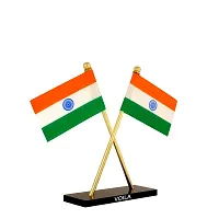 VOILA Indian Cross Design Stand Flags for Car Dashboard, Office, Studay Table-thumb2