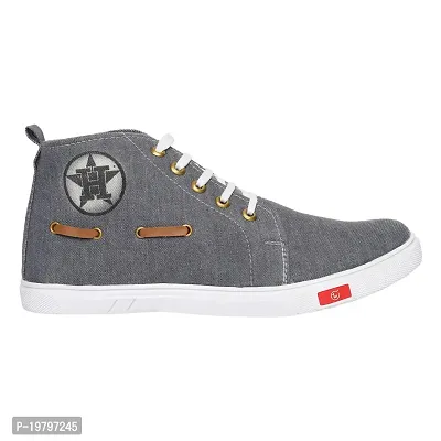 Voila Denim High Ankle Sneakers for Men Grey Shoe-thumb0