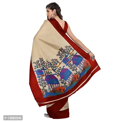 Voila Women Printed Mysore Silk Saree Maroon-thumb2