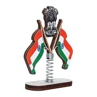 VOILA Indian Flags Stand on Spring for Car Dashboard Study Table Home Office Table Decor-thumb1