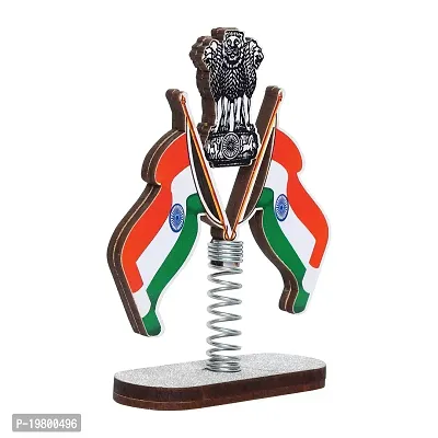 VOILA Indian Flags Stand on Spring for Car Dashboard Study Table Home Office Table Decor-thumb2