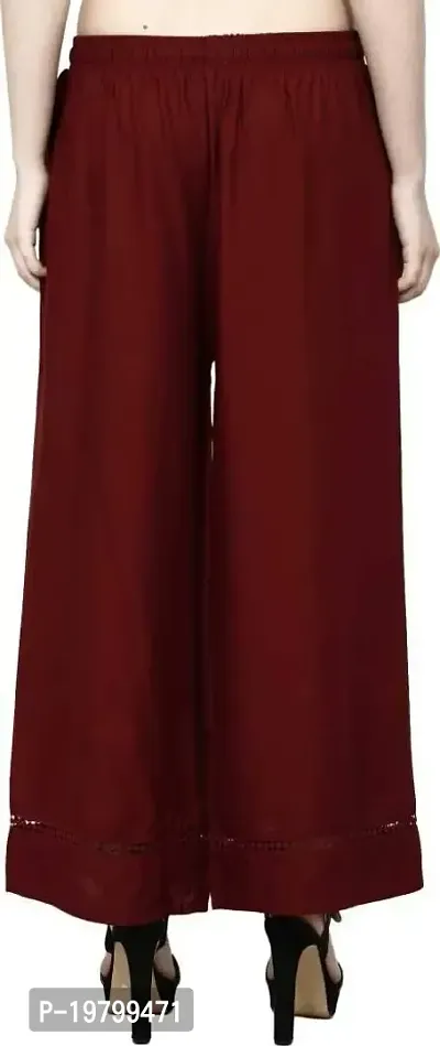 Voila Women's Regular Fit Palazzo (Free, Maroon)-thumb2