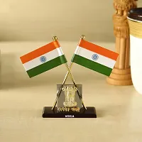 Voila retail Plastic India Rectangle Car Dashboard Flag-thumb1