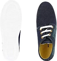 Voila Casual Navy Blue Canvas Sneakers Lace Up Shoes for Men-thumb2