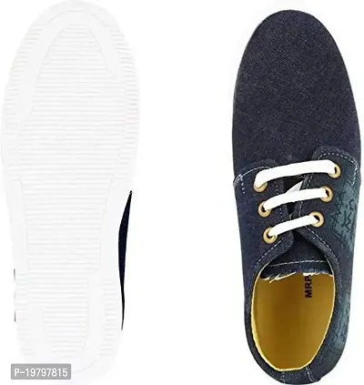 Voila Casual Navy Blue Canvas Sneakers Lace Up Shoes for Men-thumb3