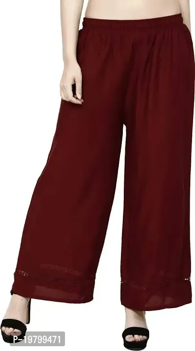 Voila Women's Regular Fit Palazzo (Free, Maroon)-thumb0