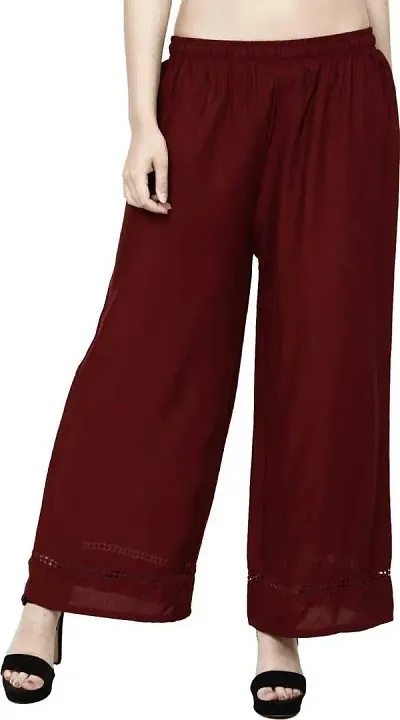 Voila Women's Regular Fit Palazzo (Free, Maroon)