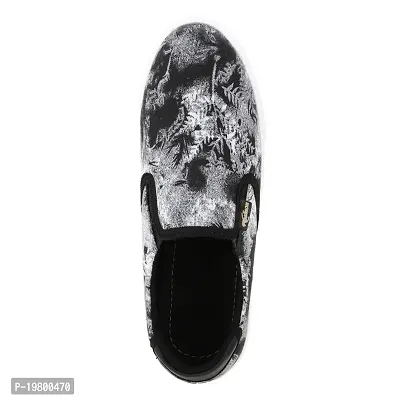Voila Printed Slip On Sneakers for Men Black Shoe-thumb3