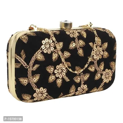 Voila Stylish Party Clutch for Women Black-thumb2