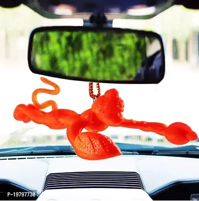 VOILA Present Orange Flying Lord Hanuman Idol Car Hanging Ornament, Pack of Two-thumb2