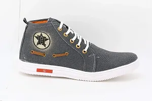 Voila Denim High Ankle Sneakers for Men Grey Shoe-thumb2