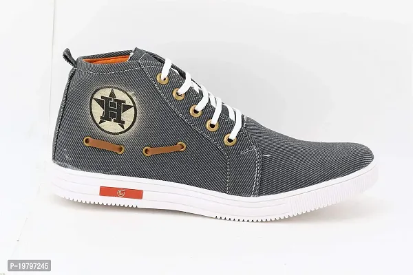 Voila Denim High Ankle Sneakers for Men Grey Shoe-thumb3