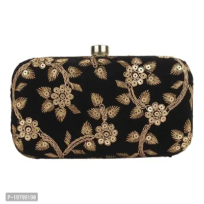 Voila Stylish Party Clutch for Women Black-thumb3